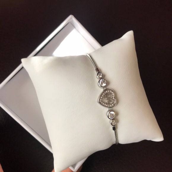MICHAEL KORS MK HEART & CRYSTAL SLIDER BRACELET sliver tone - Picture 5 of 8